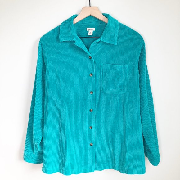 L.L. Bean Oversized Corduroy Shacket Turquoise - Picture 2 of 7
